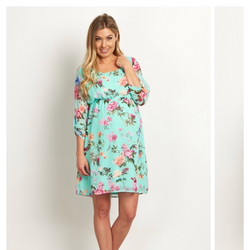 Mint Floral Maternity Dress